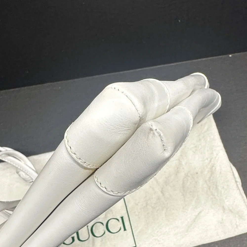 Gucci Purse Shoulder Bag Italian Leather Square White Gold Vintage With Dustbag - Picture 9 of 17